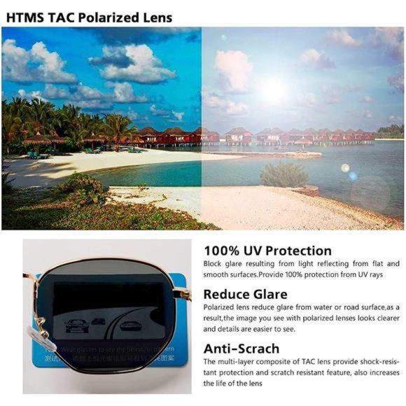 Hipster Hexagonal Polarized Sunglasses Men Women Geometric Square Small Vintage - Picture 6 of 6